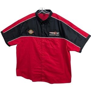 Ash City Button Up Mens Mechanic Shirt Association of America‎ Red Black Sz 3XL